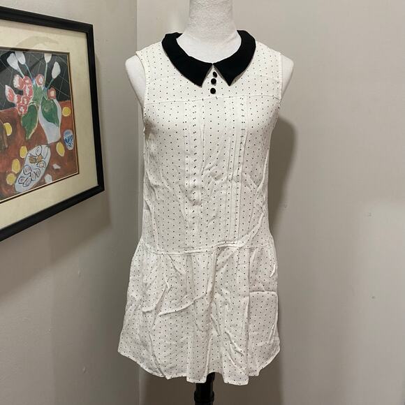 Forever 21 Mini Dress Size Medium White with Black Dots Sleeveless TWEE Style - Picture 1 of 12